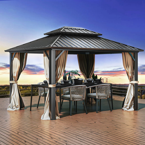 Edrosie Inc Metal Patio Gazebo Wayfair   Metal Patio Gazebo 